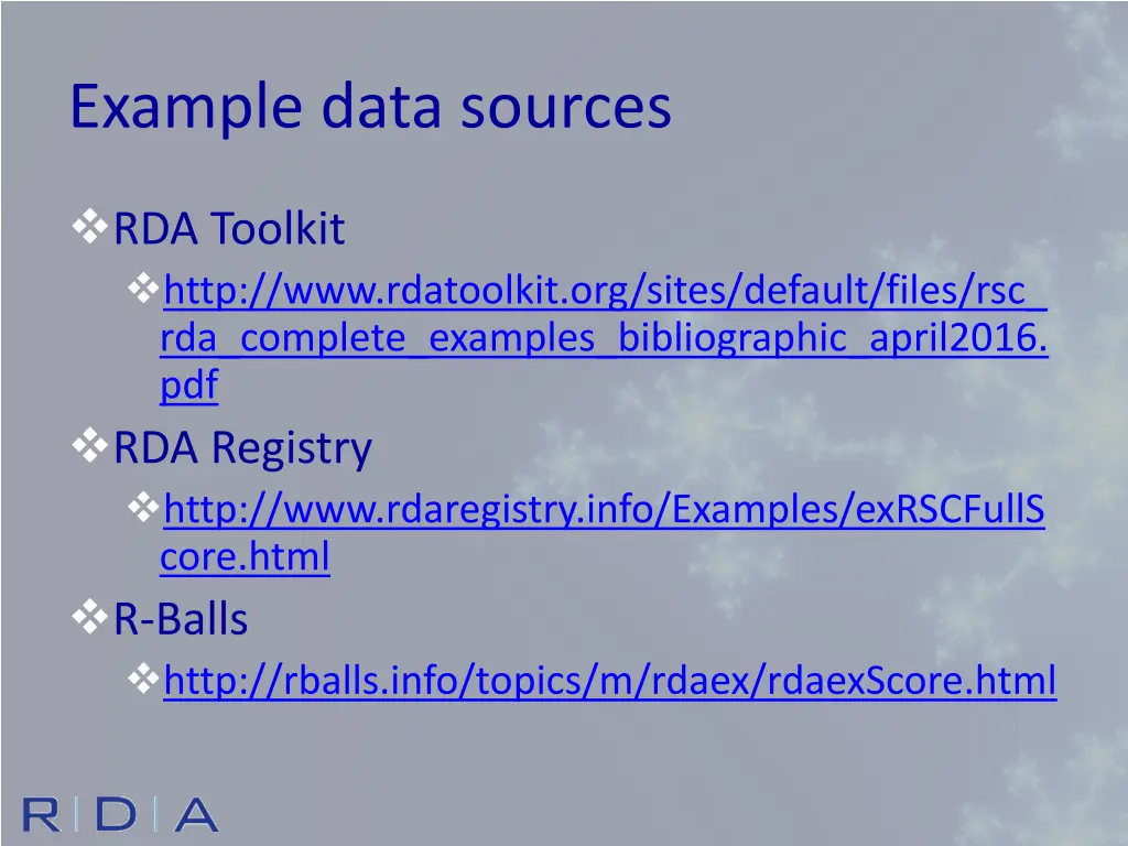 example data sources