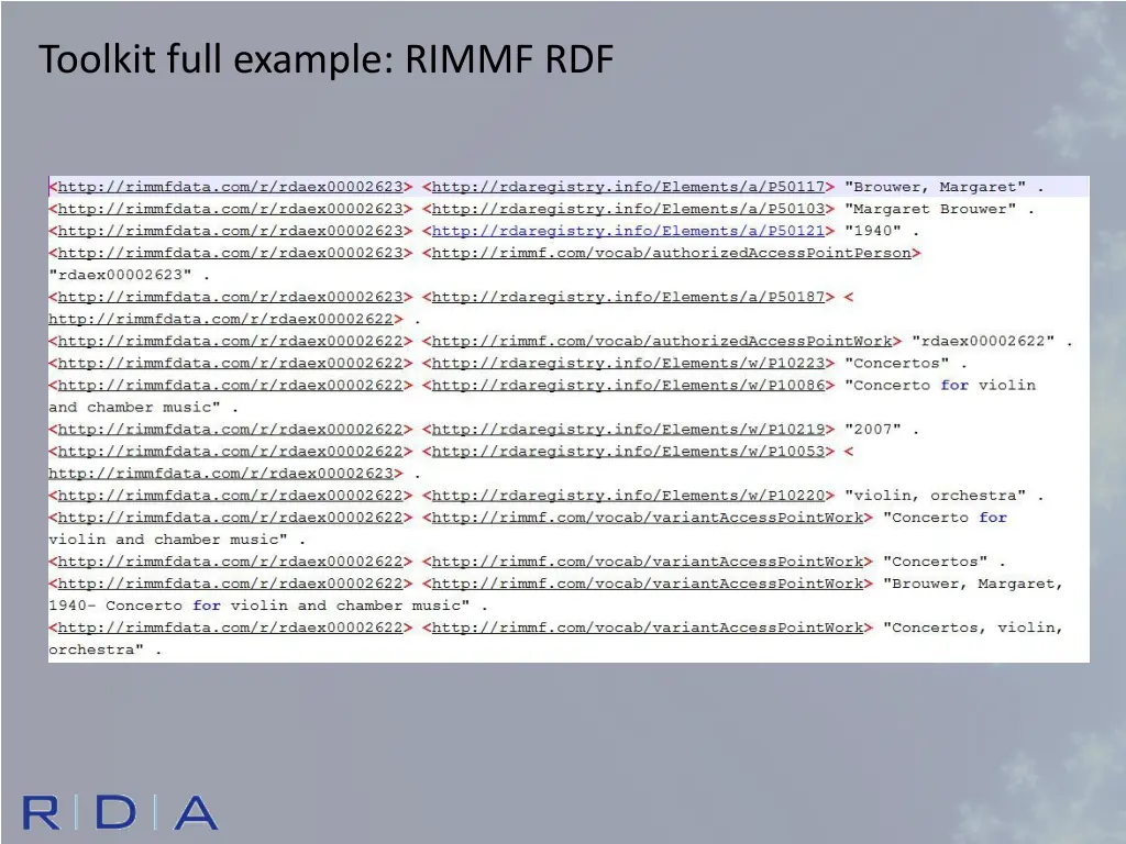 toolkit full example rimmf rdf
