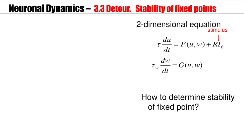 neuronal dynamics 3 3 detour stability of fixed