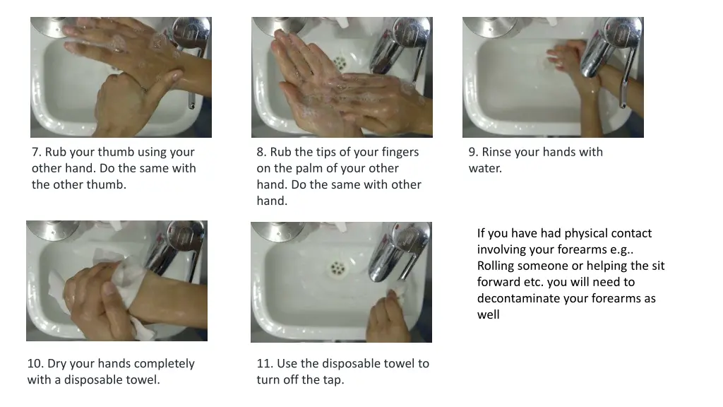 7 rub your thumb using your other hand