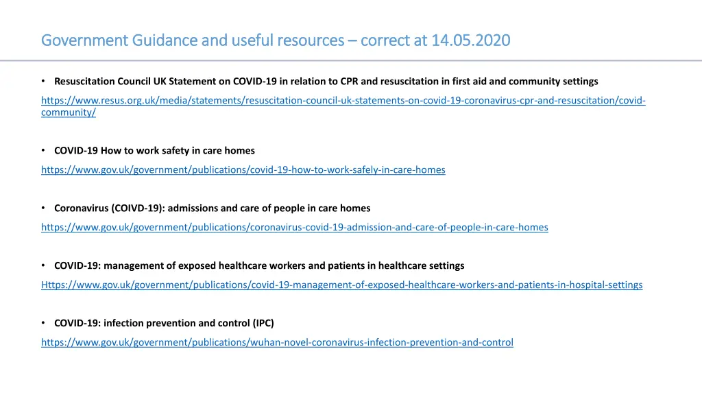 government guidance and useful resources