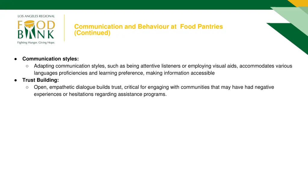 communication and behaviour at food pantries 1