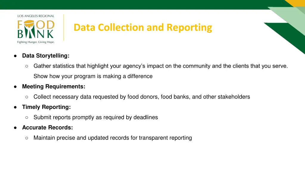 data collection and reporting
