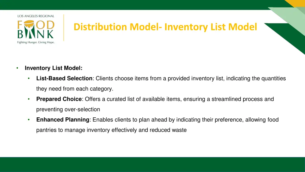 distribution model inventory list model