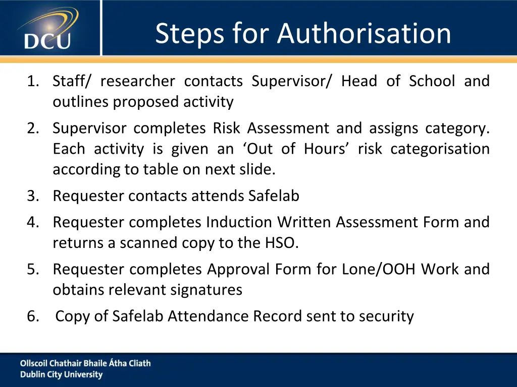 steps for authorisation