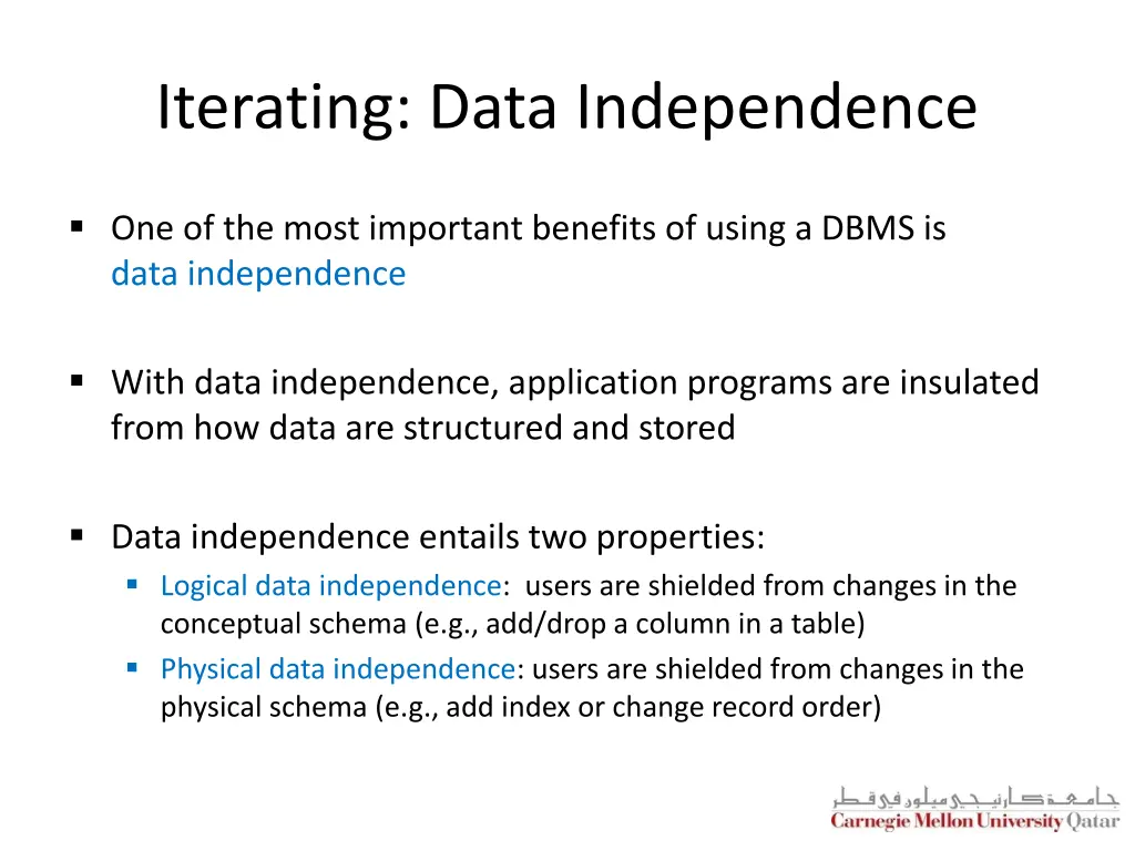iterating data independence