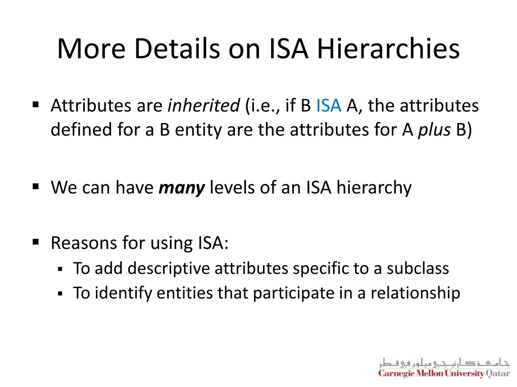 more details on isa hierarchies