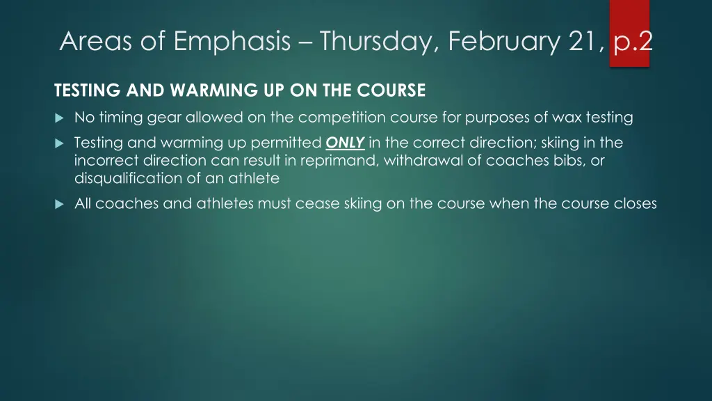 areas of emphasis thursday february 21 p 2