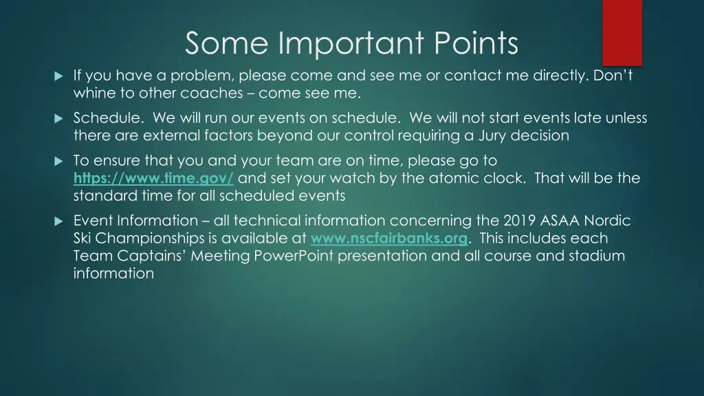 some important points if you have a problem