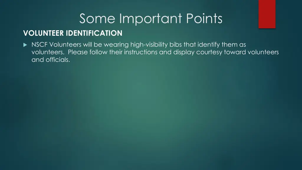 some important points volunteer identification