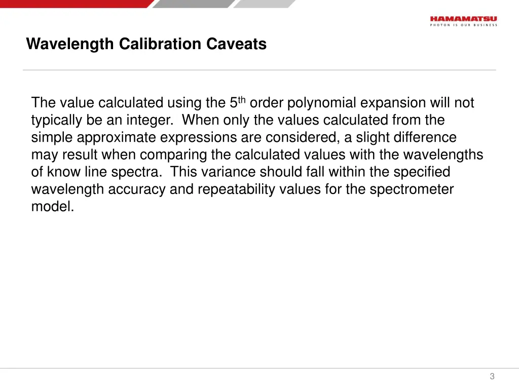 wavelength calibration caveats