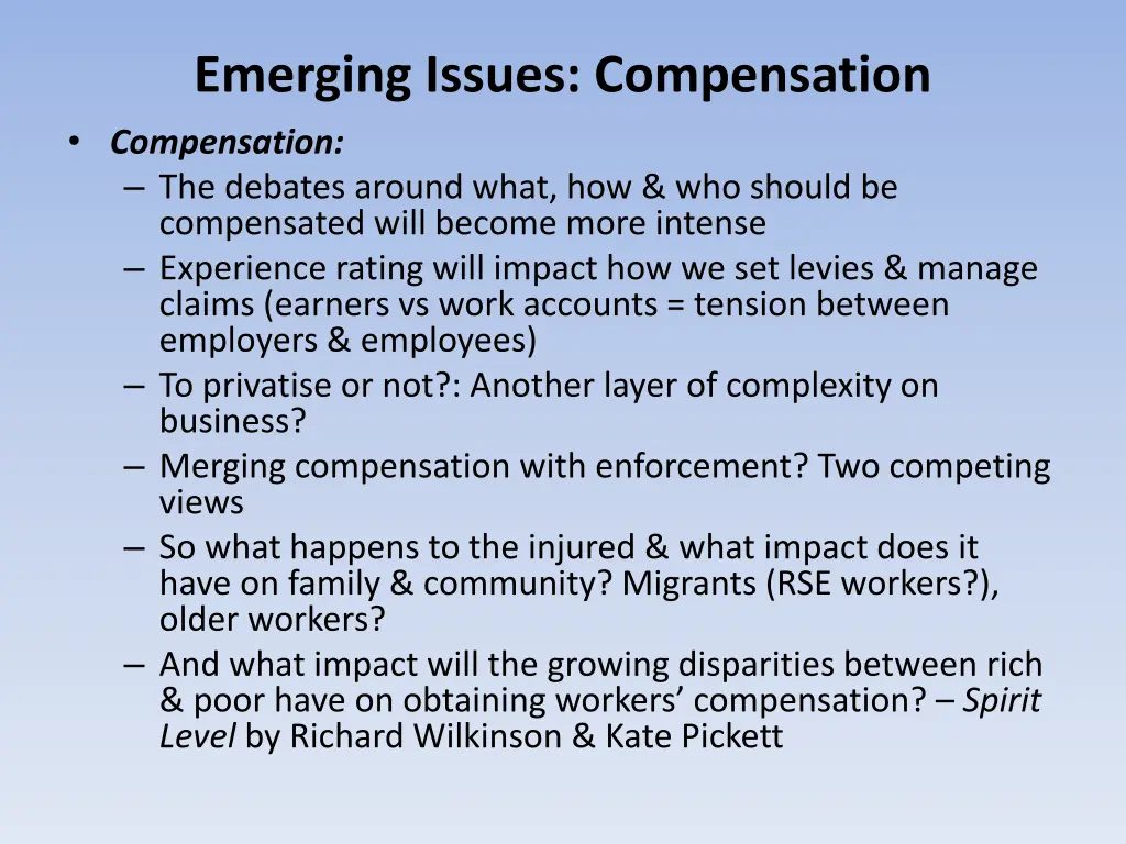 emerging issues compensation compensation