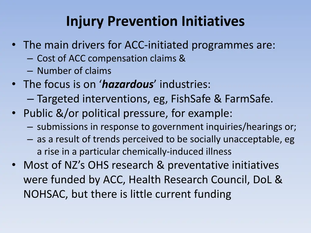 injury prevention initiatives