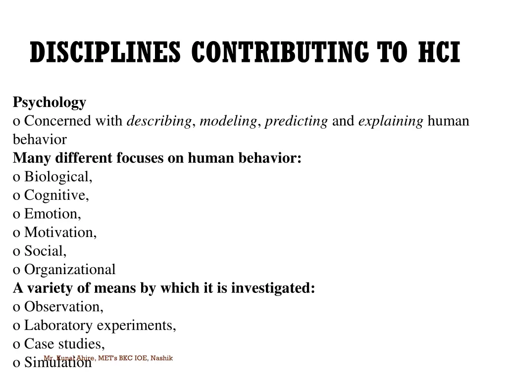 disciplines contributing to hci 1