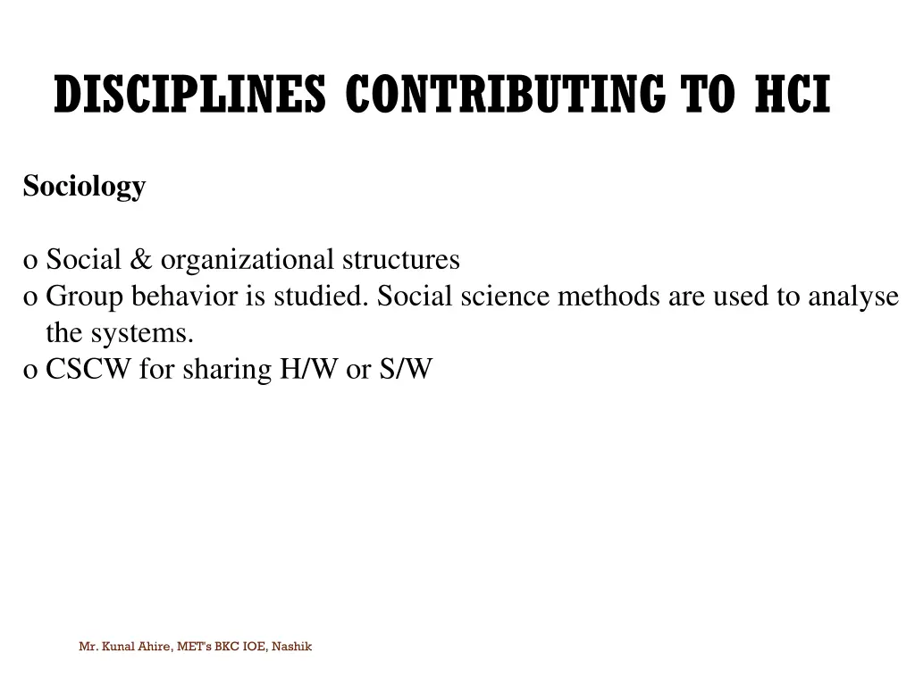 disciplines contributing to hci 2