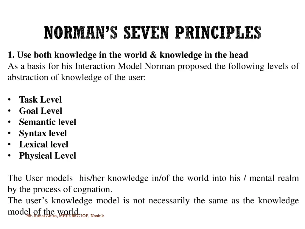 norman s seven principles 1