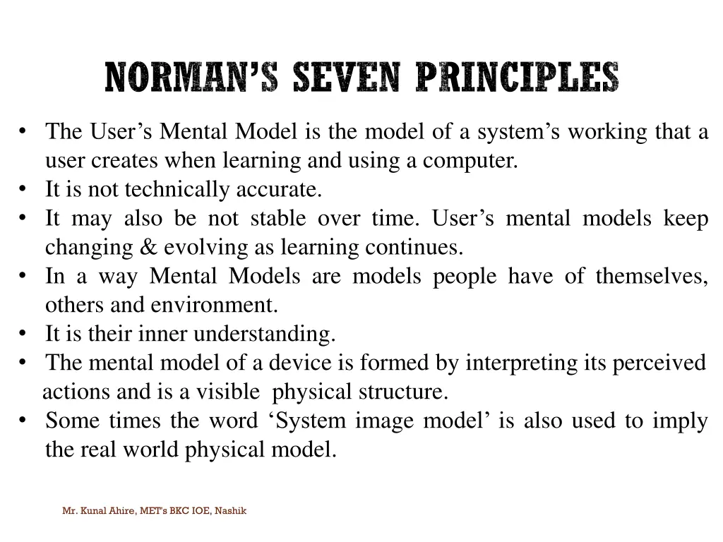 norman s seven principles 7