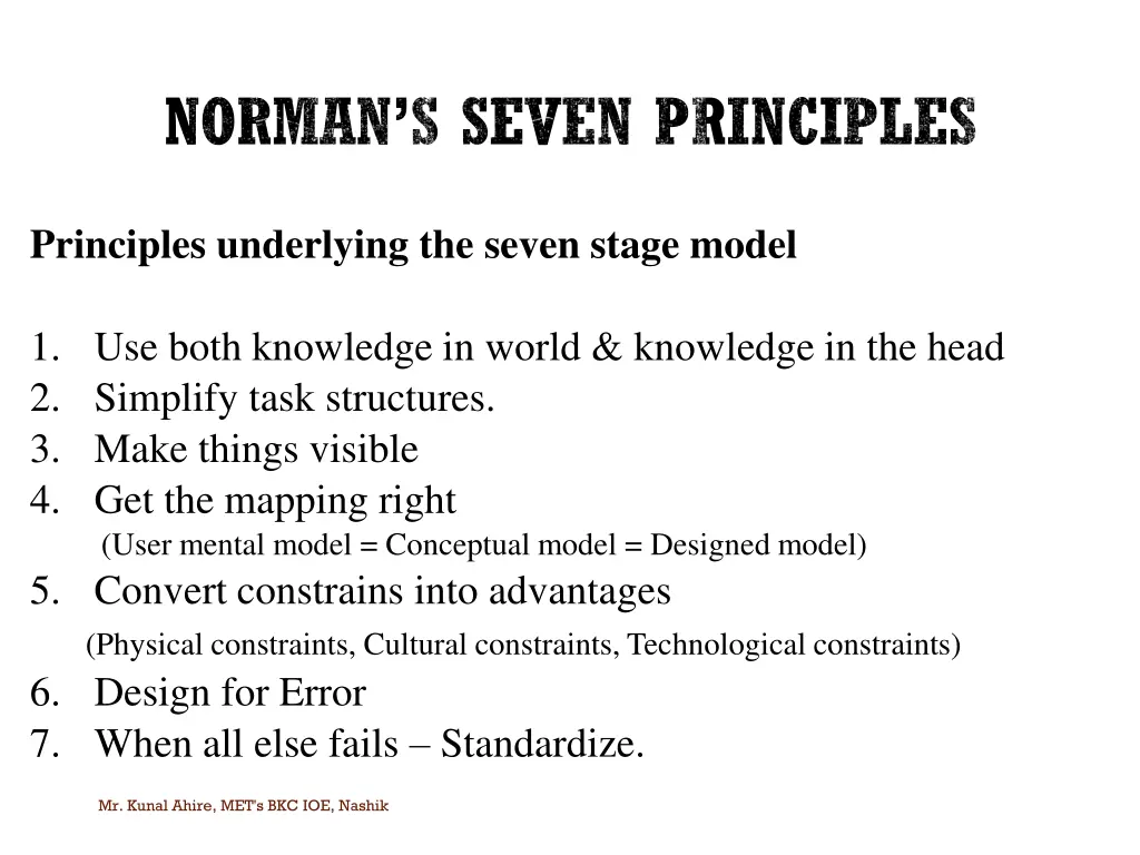 norman s seven principles