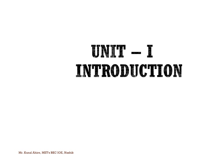 unit i introduction