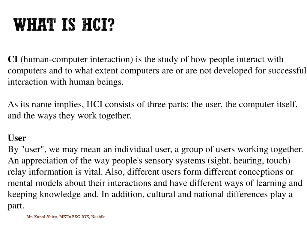 what is hci 1