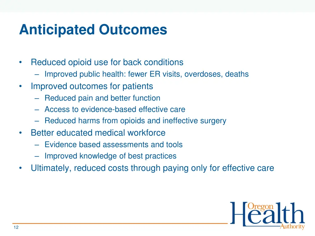 anticipated outcomes