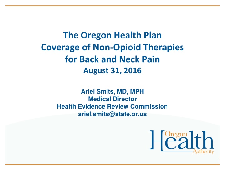 the oregon health plan coverage of non opioid