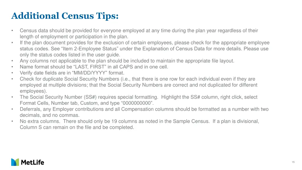 additional census tips