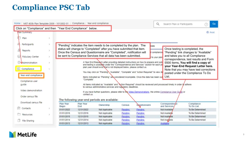compliance psc tab