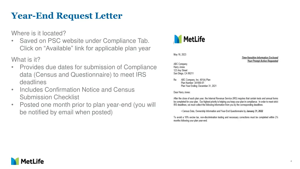 year end request letter