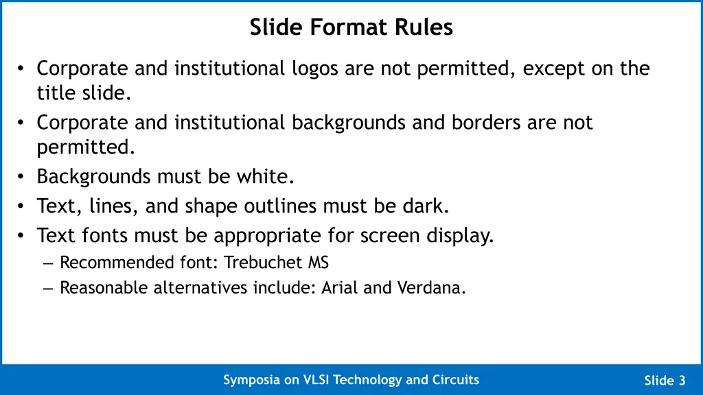 slide format rules