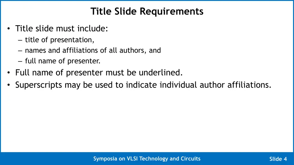 title slide requirements