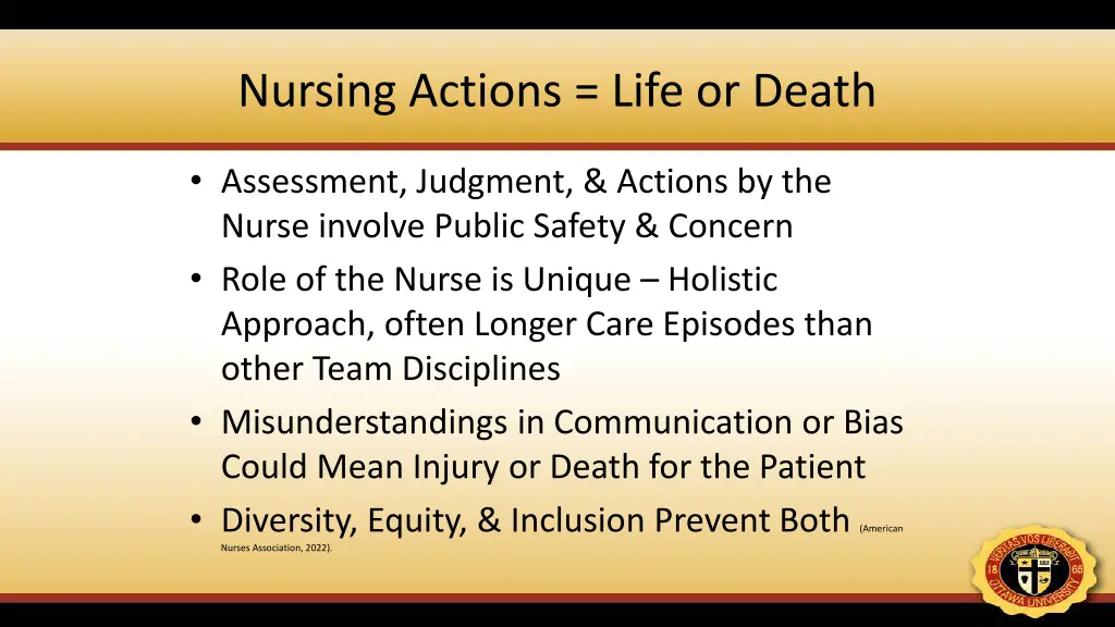 nursing actions life or death