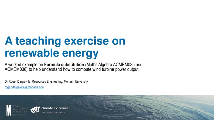 a teaching exercise on renewable energy a worked