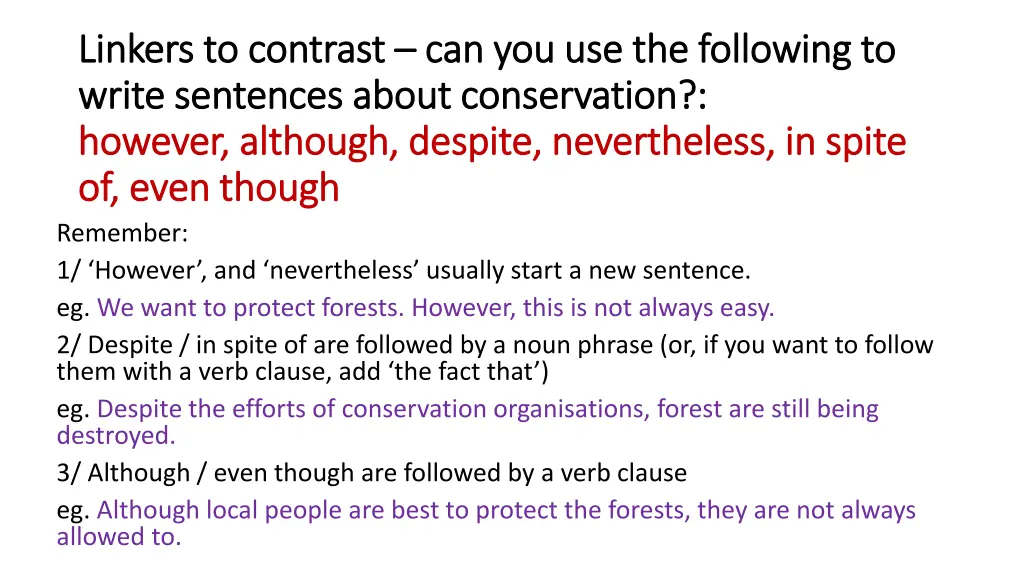 linkers to contrast linkers to contrast