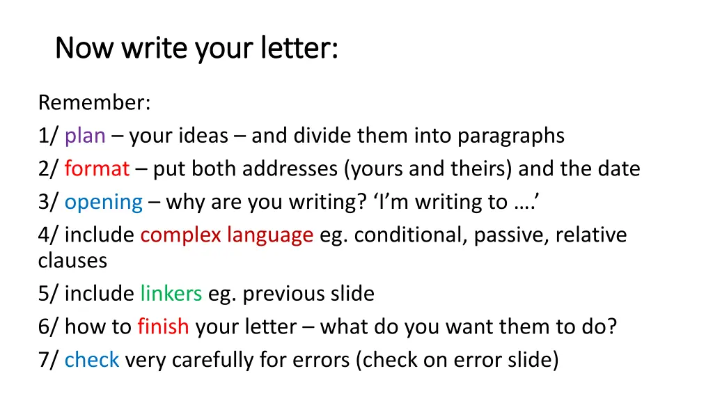 now write your letter now write your letter