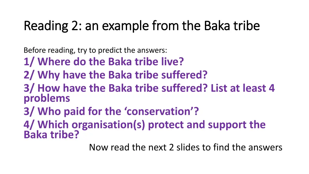 reading 2 an example from the baka tribe reading