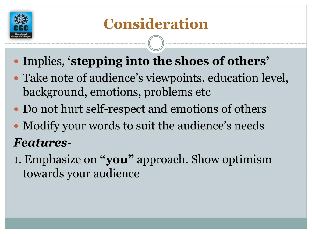 consideration