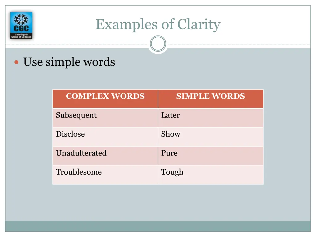 examples of clarity