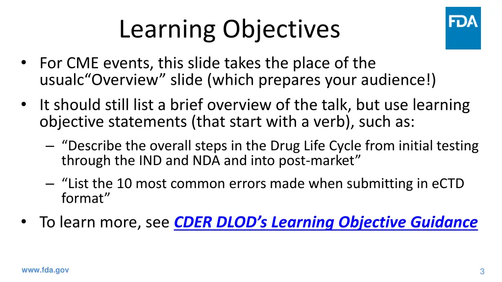 learning objectives for cme events this slide