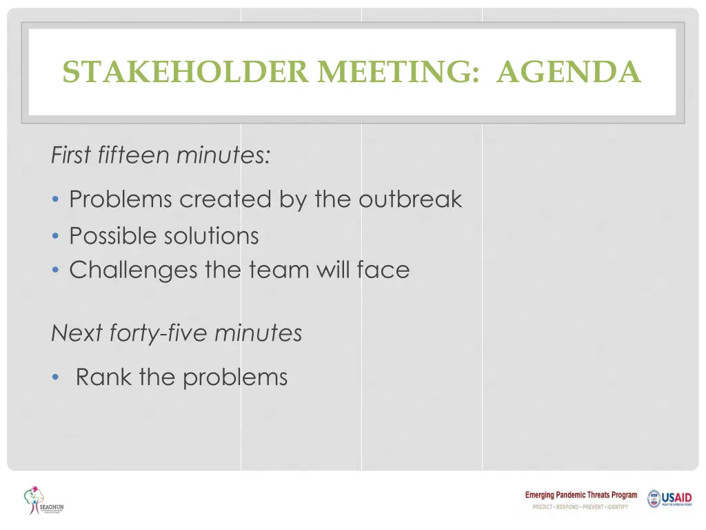 stakeholder meeting agenda