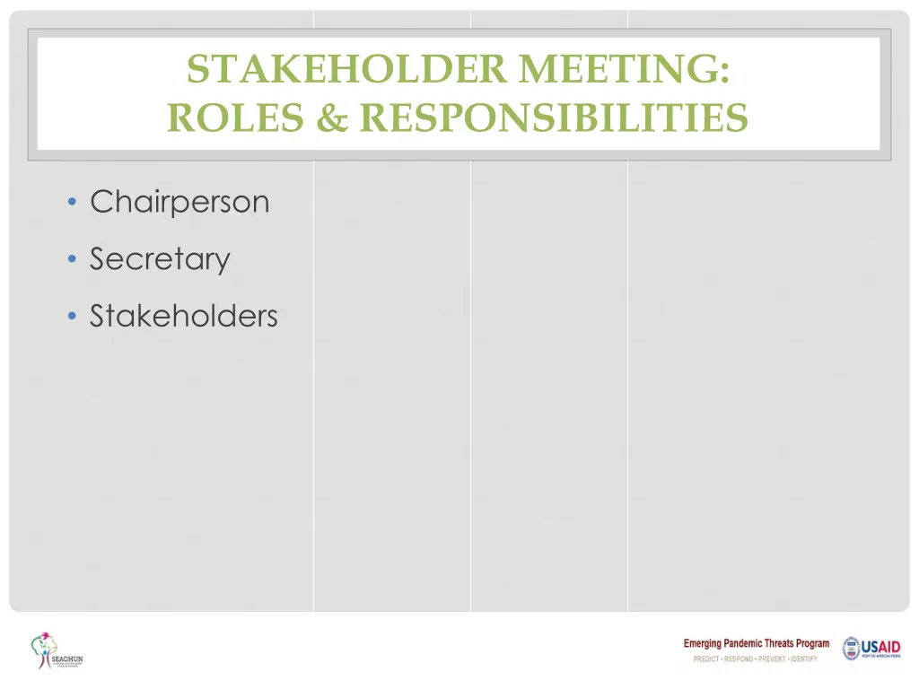 stakeholder meeting roles responsibilities