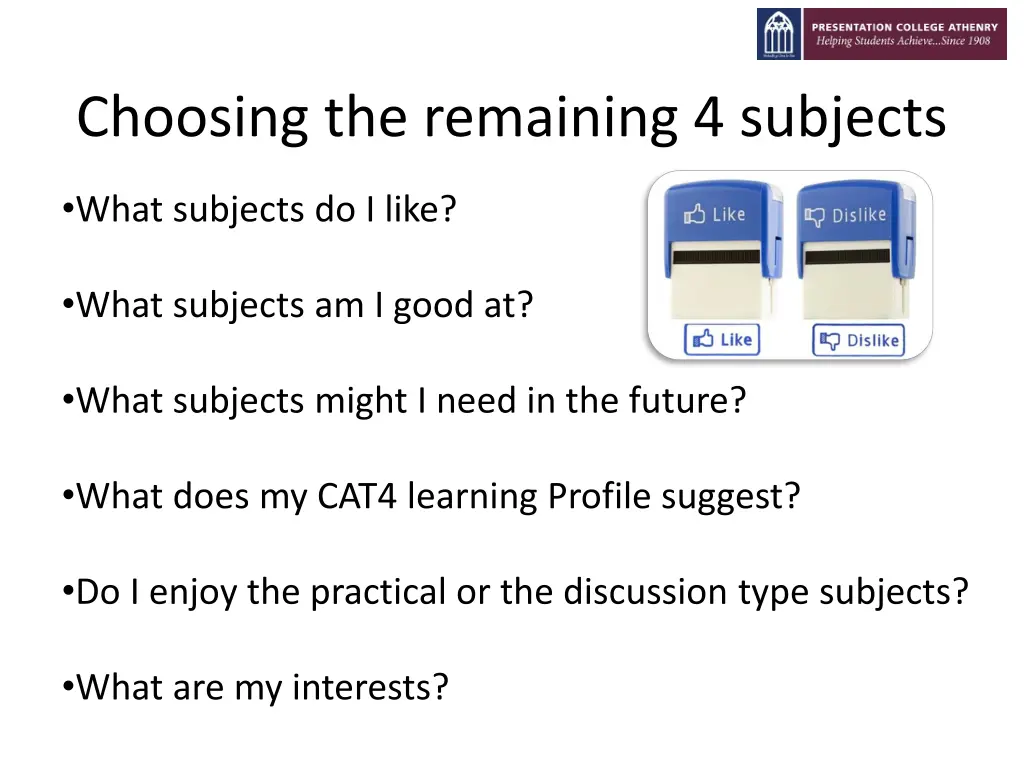 choosing the remaining 4 subjects