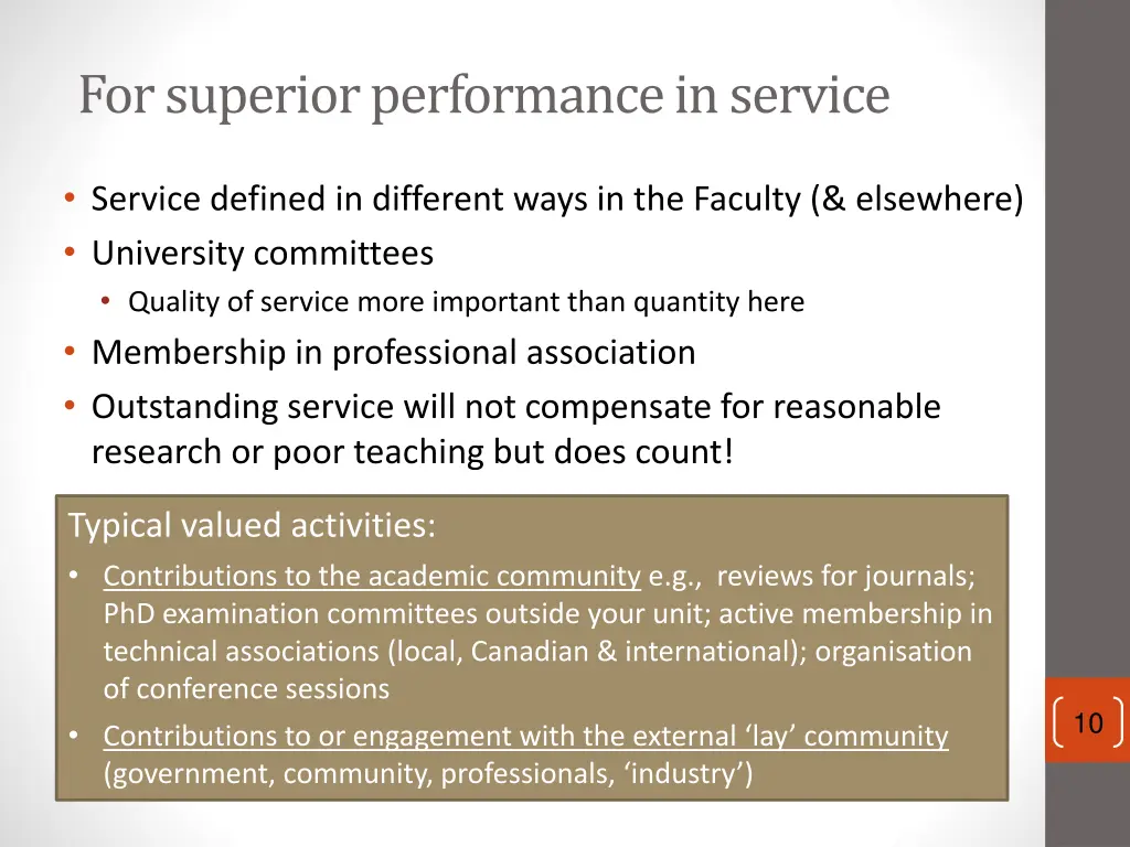 for superior performance in service