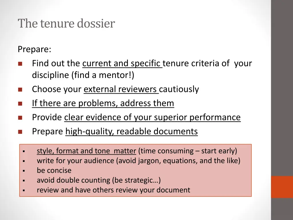 the tenure dossier