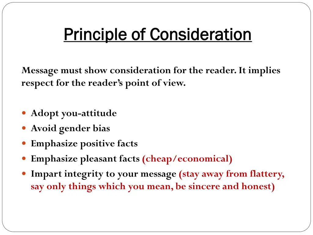 principle of consideration principle