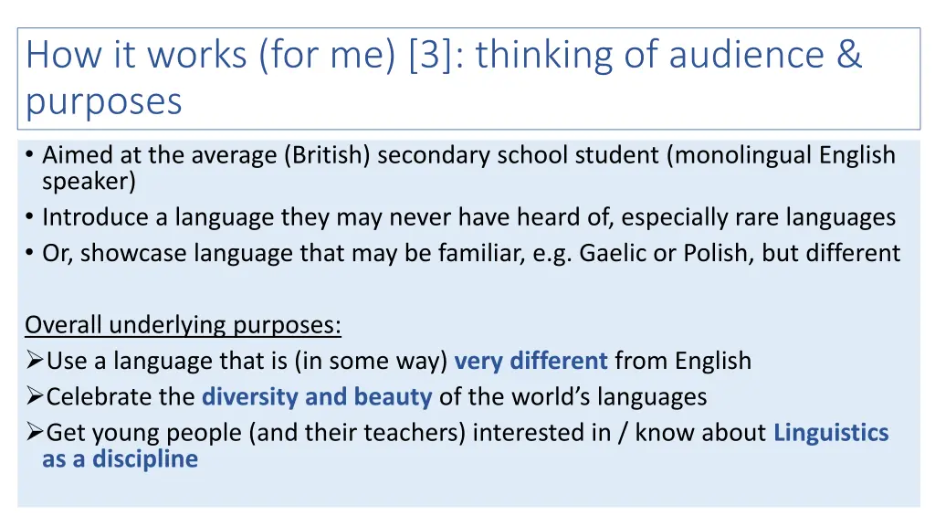 how it works for me 3 thinking of audience