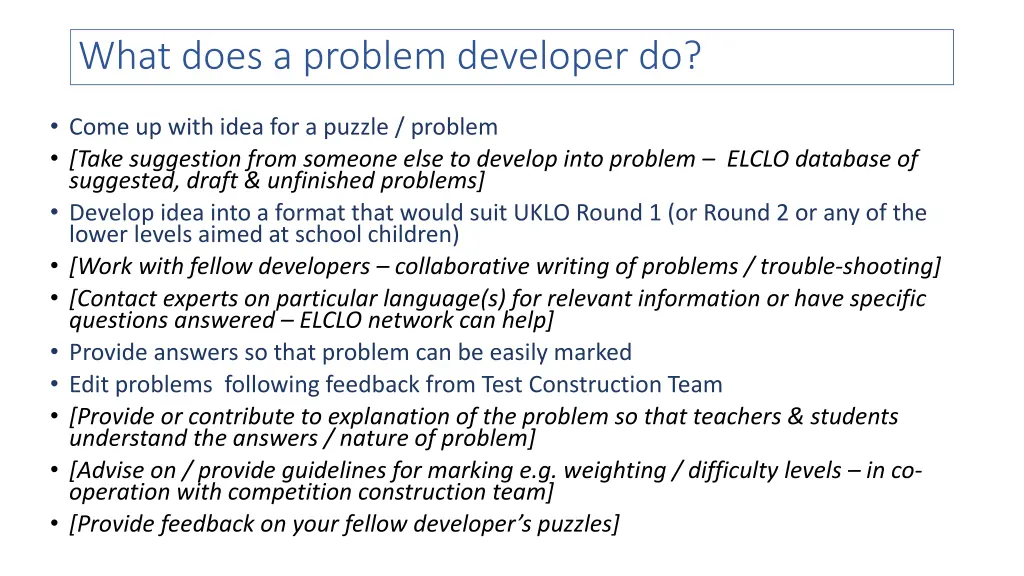 what does a problem developer do
