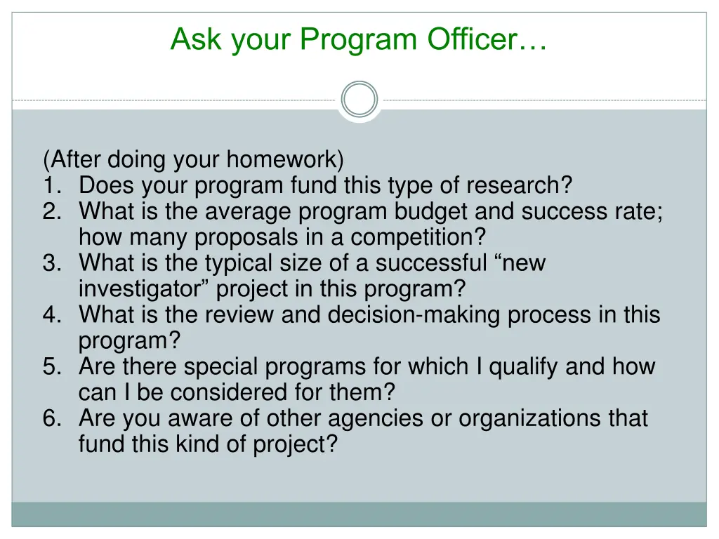ask your program officer