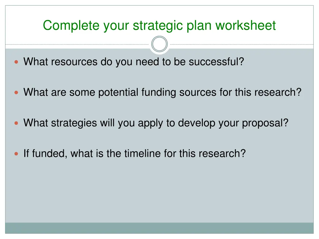 complete your strategic plan worksheet
