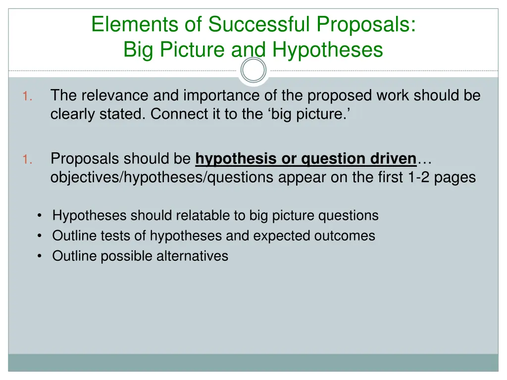 elements of successful proposals big picture